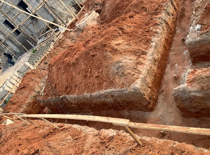 manually excavated trench